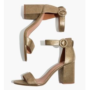 Madewell Regina Gold Ankle-Strap Block Heel